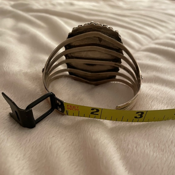 Genuine Sterling Silver and Turquoise Navajo Cuff Bracelet - Picture 7 of 7